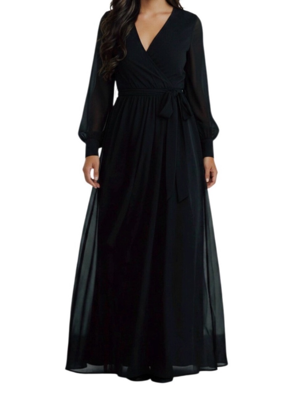 Baltic Born Black Long Sleeve Wrap Maxi Dress